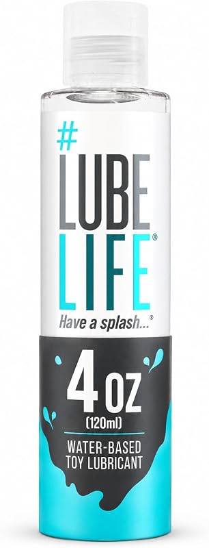 Lubricante de juguete a base de agua LUBELIFE, lubricante personal, seguro para juguetes 4 fl oz | Deslizante a base de agua apto para juguetes, no mancha, compatible con condones, práctico tamaño de viaje, para hombres, mujeres y parejas, fácil limpieza con agua