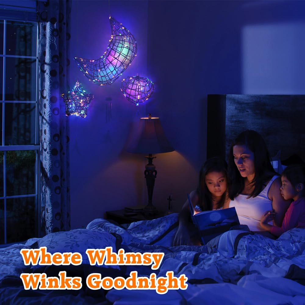 CHARTEKS 3D String Light Craft Kit for Kids, String Art Kit with LED Bulbs and Wind Chime, Arts and Crafts Set, Birthday Gifts for Girls Boys Ages 8+ (with Paint, Paper String)