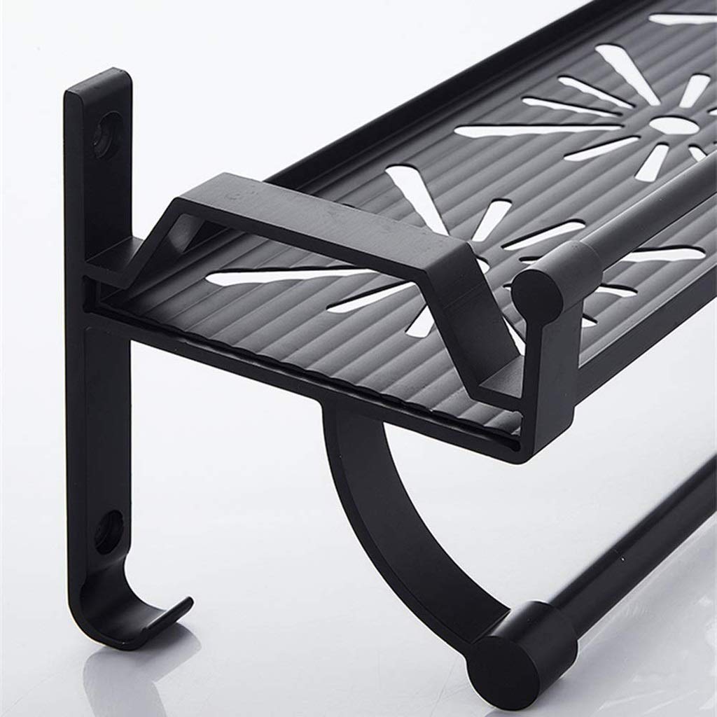 Estante De baño Almacenamiento De baño, baño Rectángulo Estante De Cocina Espacio De Aluminio Estante De baño Almacenamiento para Cocina baño Negro (Tamaño: 50X12X14Cm)