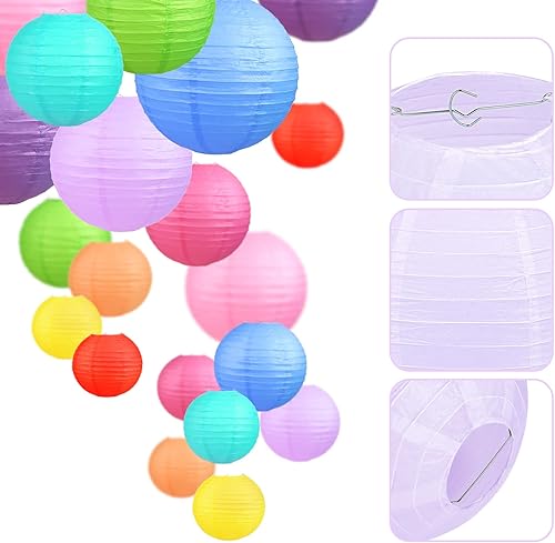 Miniatura 9 de LIHAO Faroles de papel azules para decoraciones de graduación, aula, fiesta de graduación, boda, cumpleaños, 10 unidades