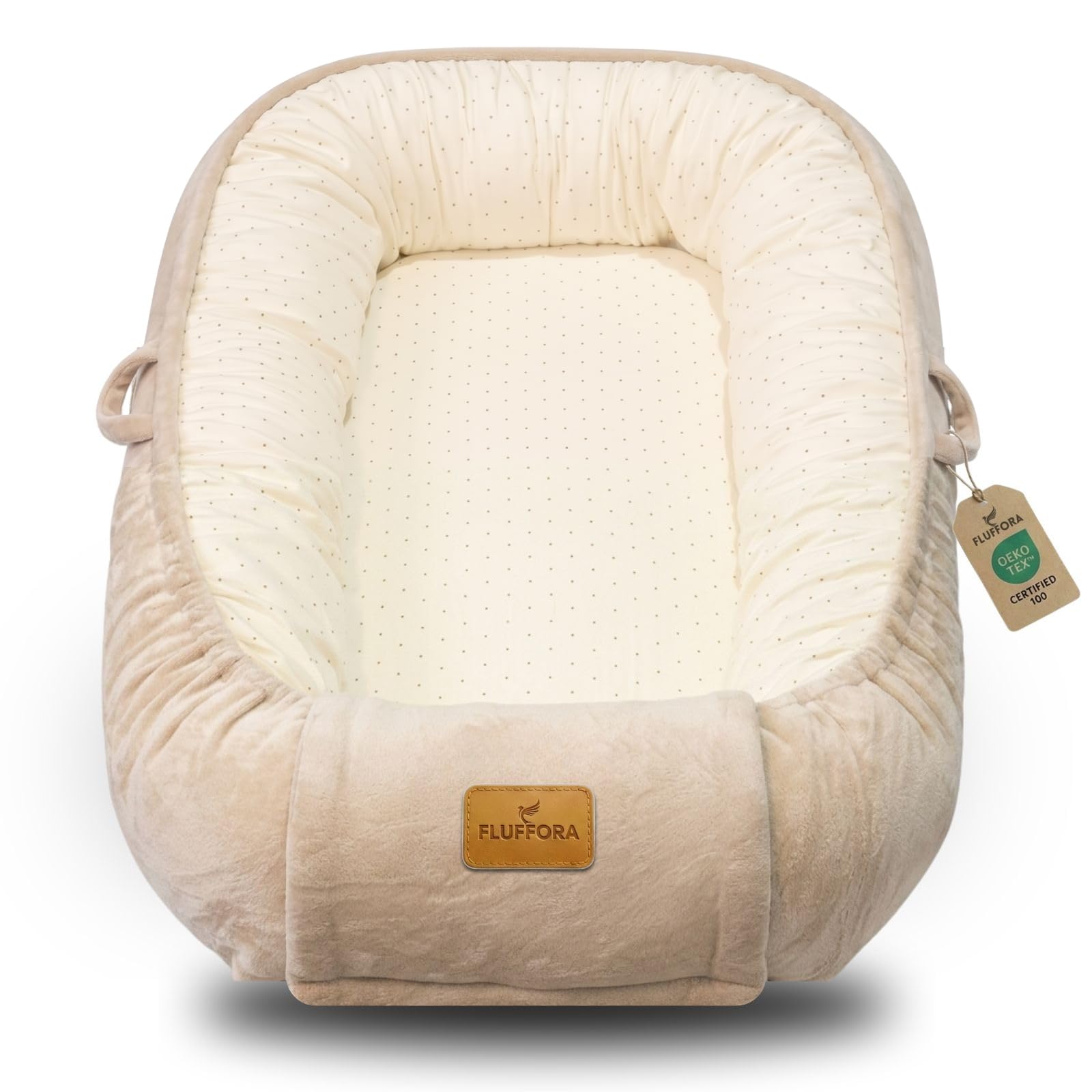 FLUFFORA® Baby Nest Pod for Newborn | Baby Lounger for 0-12 Months Boys Girls | Portable Baby Nest for Travel | Next to Me Crib Alternative | Newborn Essentials | Soft Baby Cot Bed Mattress