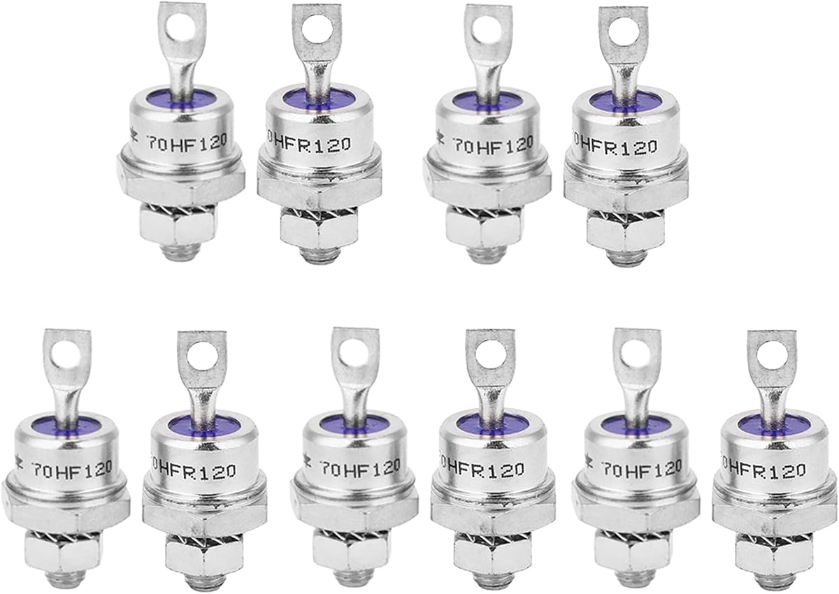 Diodo rectificador en espiral, 5 pares de diodos de montaje de perno de chasis, par de diodos de perno Base de hierro para carga de batería Control de motor Fuente de alimentación Control de máquina soldadora
