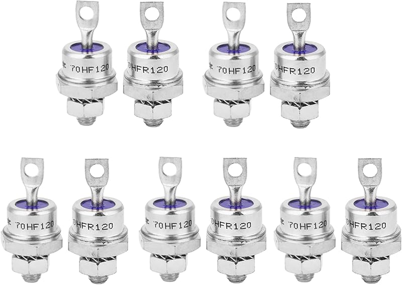 Diodo rectificador en espiral, 5 pares de diodos de montaje de perno de chasis, par de diodos de perno Base de hierro para carga de batería Control de motor Fuente de alimentación Control de máquina soldadora