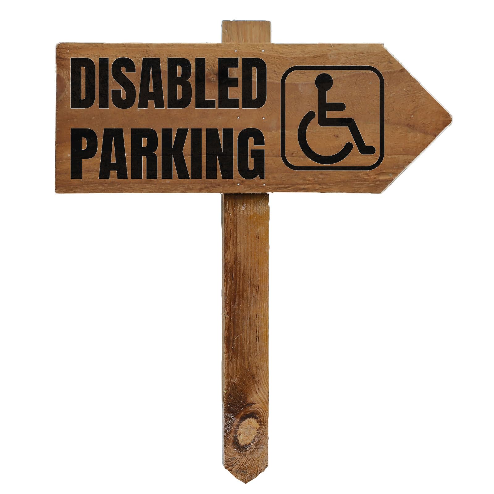Outdoor Disabled Parking Sign with Stake, Wooden Arrow Pointing Right or Left, Party Pub Shop Garden Sign