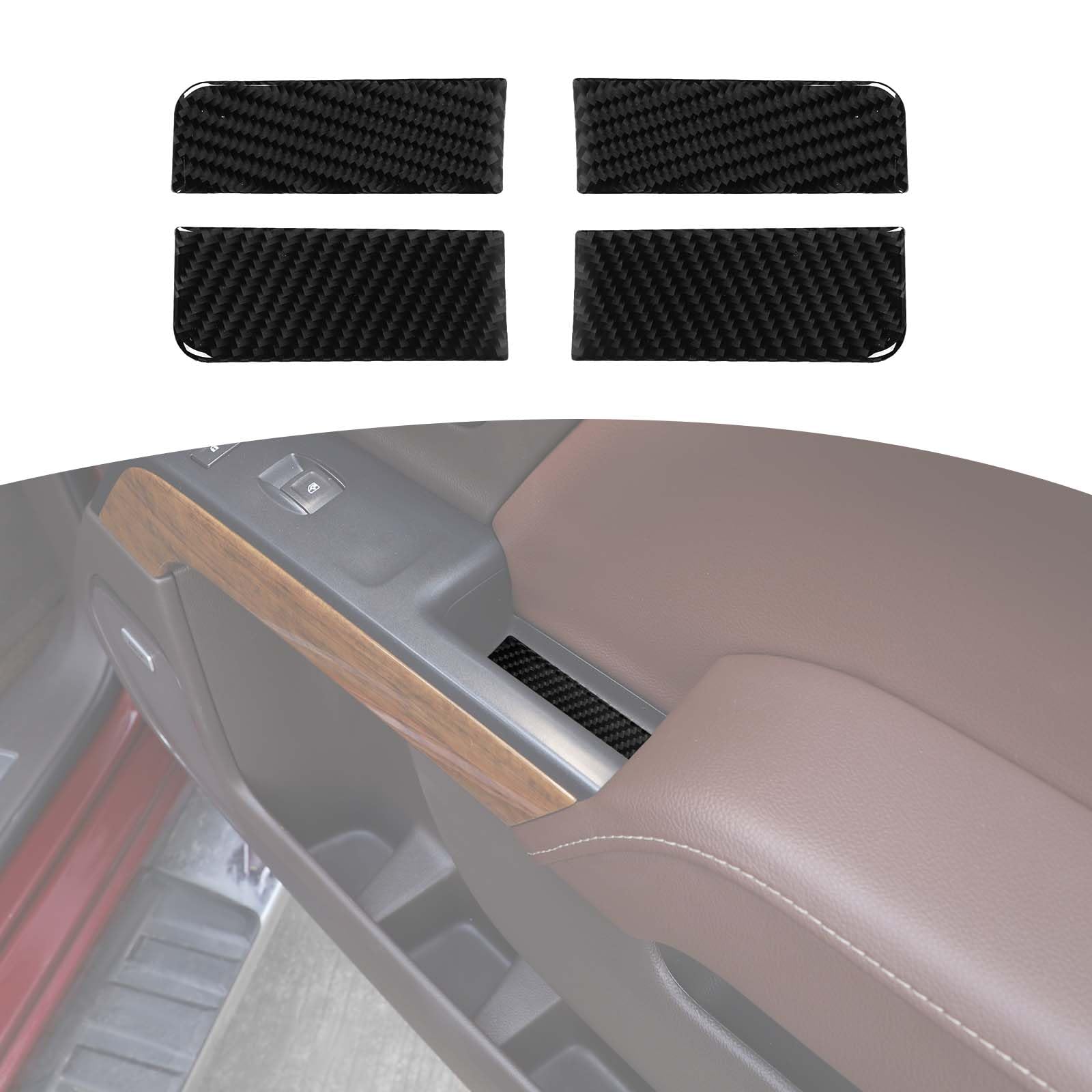 RT-TCZ Carbon Fiber Door Handle Covers For Chevy Silverado & GMC Sierra 2014-2018 - 4PC Interior Trim Set