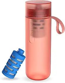 Philips Garrafa de Água GoZero Active, AWP2712RDR, rosa, estilo squeeze, capacidade 590 ml e Filtro Fitness AWP286/AWP287