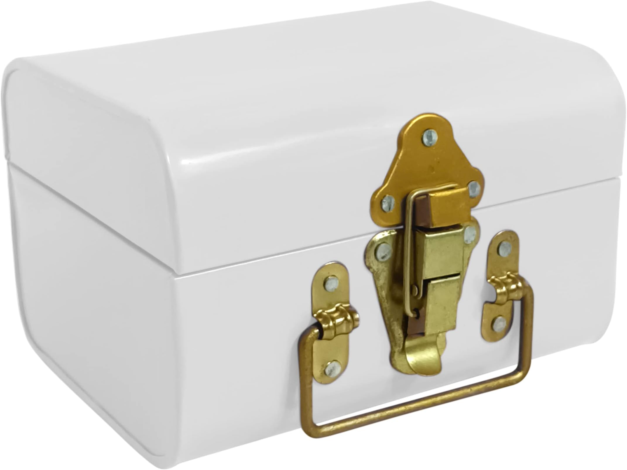 White Mini Suitcase with Gold Hardware – Perfect for Jewelry, Keepsakes, and Small Items – Vintage Style Storage Box for Travel or Home Décor (White)