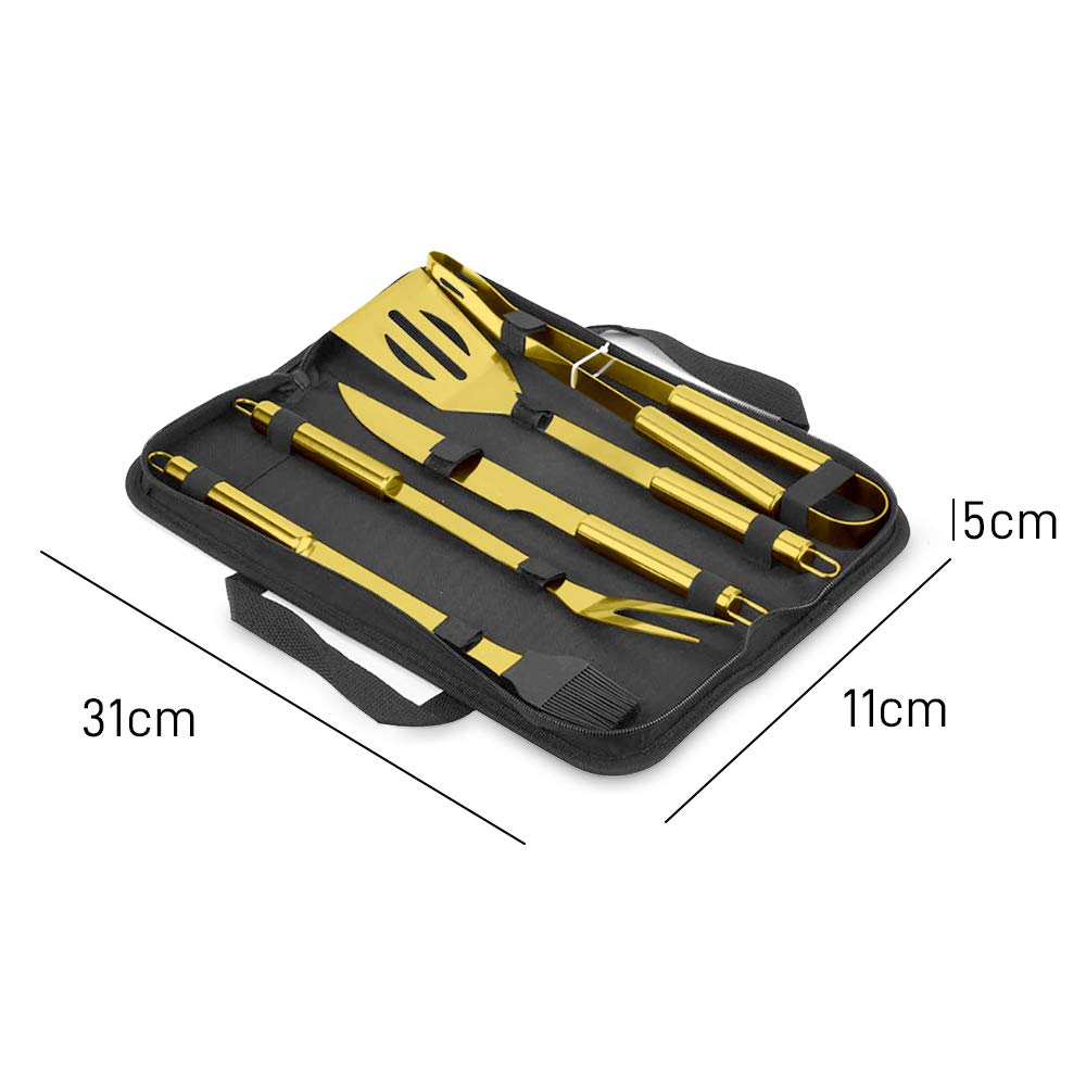 Mikamax – Millionaire BBQ Tools – Zestaw do grilla 5 szt. – Zestaw Narzędzi Do Grilla – Zestaw Akcesoriów Do Grilla Z Etui – Zestaw Naczyń Do Grilla – Akcesoria Do Grillowania BBQ – Zestaw Do Grillowania Dla Szefów Kuchni, Na Kemping, W Kuchni, Na Przyjęc