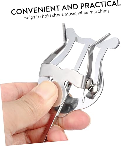 Miniatura 13 de Vaguelly 2 piezas de clip de trompeta de lira para partituras de música, soporte compacto de plata para músicos en marcha, diseño ligero y práctico