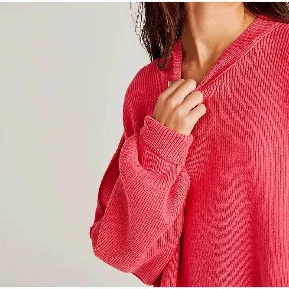 Damen Oberteile, Lässige Pullover, Rundhalsausschnitt, Lange Ärmel, Gerippter Strickpullover, Oversize Oberteile, Pullover, Weicher, Warmer Pullover, Tunika, Frühlings Winter Sweatshirt St