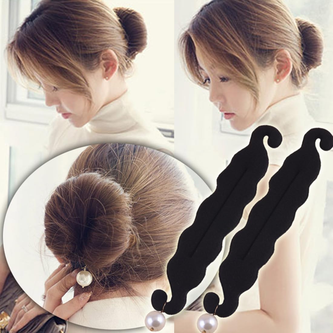 2Pcs Strumento per la Creazione Rapida di Chignon, Capelli Strumento per Intrecciare, Twist Curler Donut Strumenti, Magico Articolo per Raccogliere i Capelli in Modo Semplice e Veloce