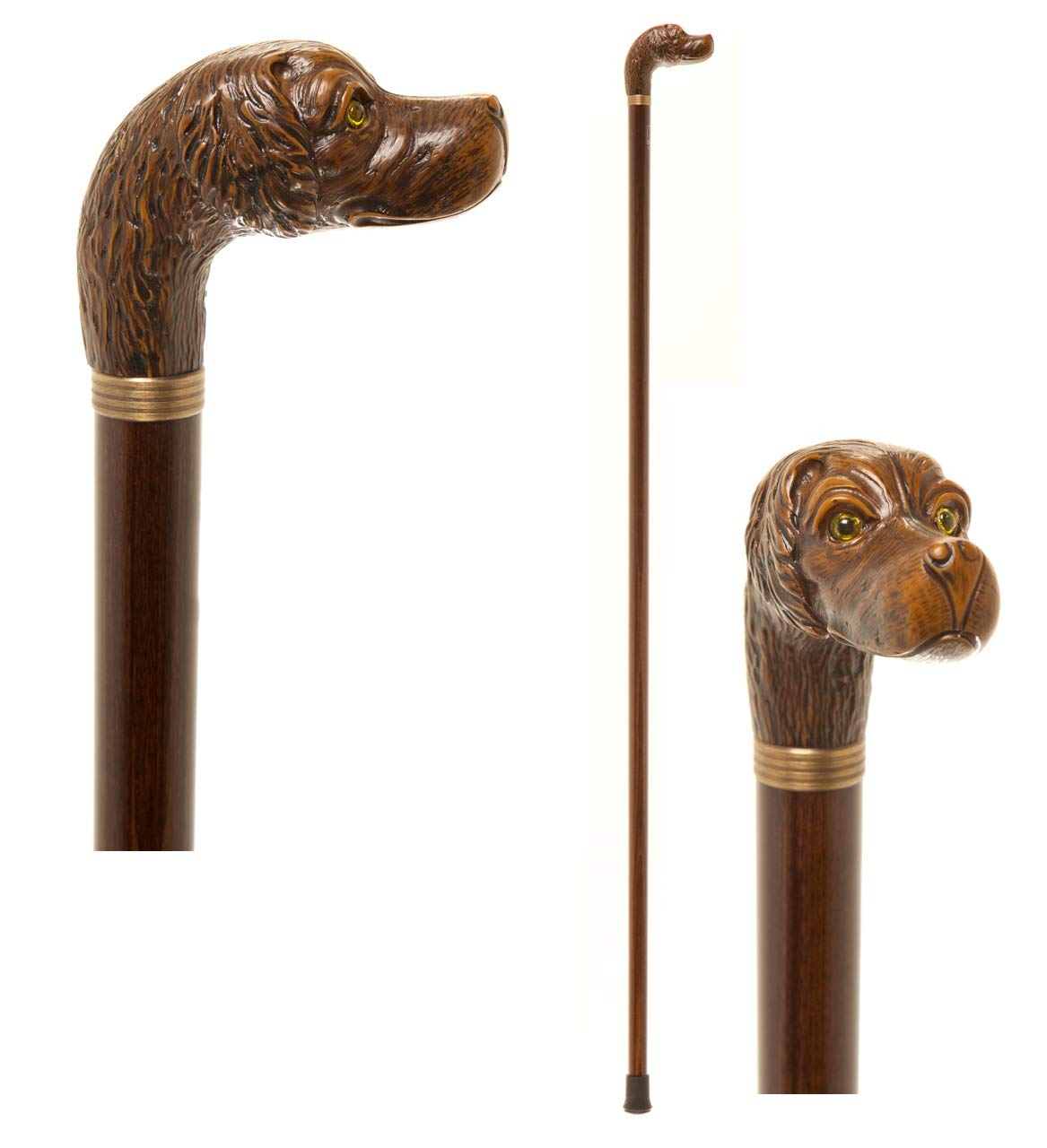 Brown Spaniel Hunting Dog Head on a Beech Shaft Walking Stick Collectors Cane Animal