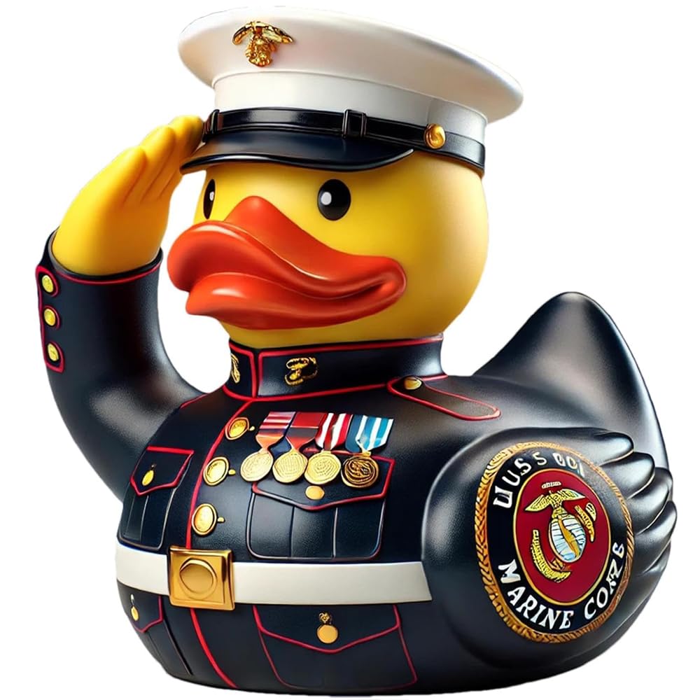 Veteran's Tribute Army Ducks in Uniform - Mini Military Rubber Ducks for Veterans Day Decorations & Gifts (Marine Corps)