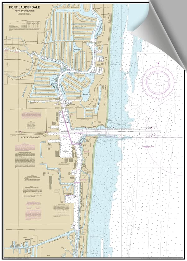 Decorative Nautical Charts - Fort Lauderdale, FL (Peel & Stick)