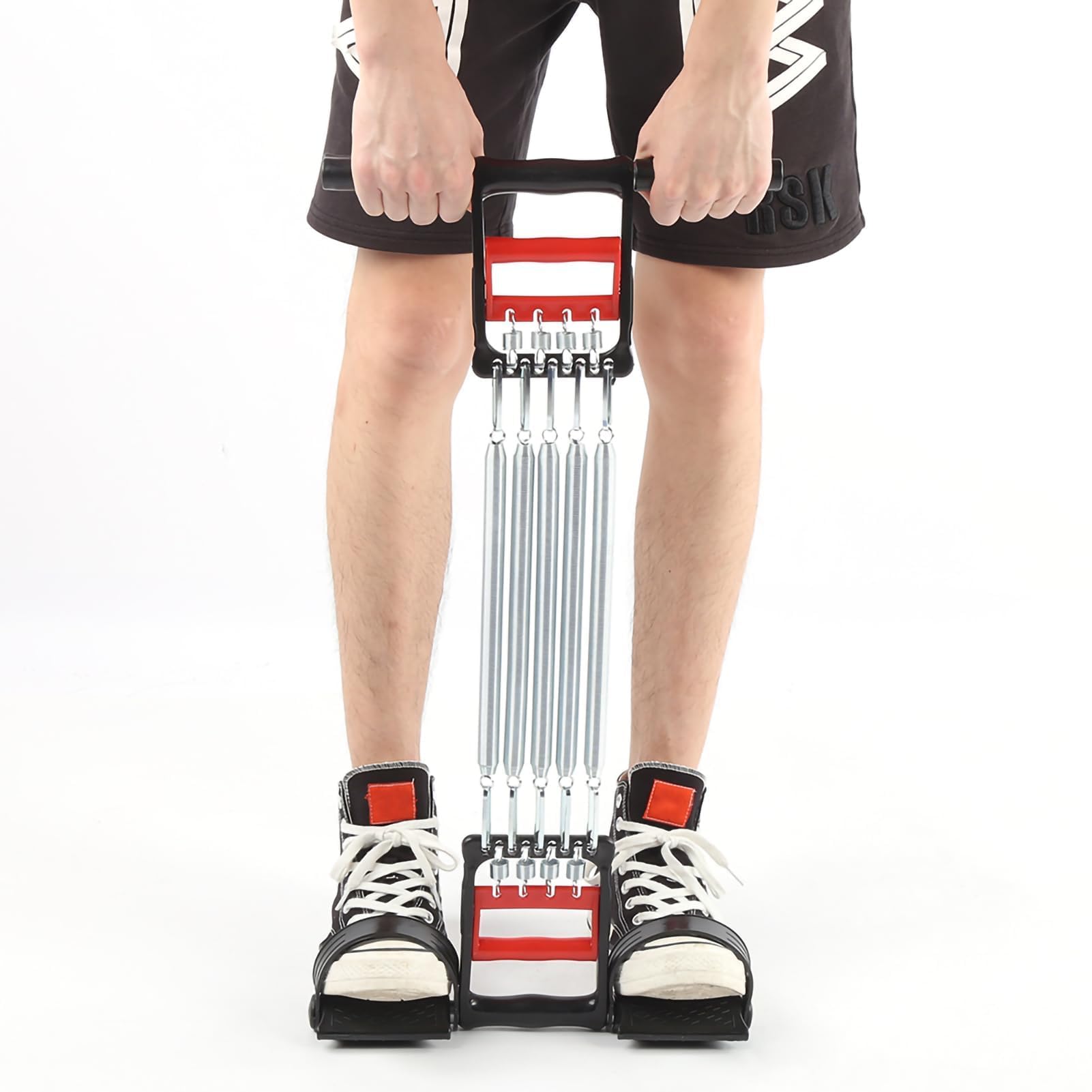 Expansor de Pecho, Entrenador con Capacidad de Carga de 65 kg Equipo portátil para Entrenamiento de Fuerza de Brazos con Asas Desmontables con 5 resortes para ejercitar Brazos, Pecho y Abdomen