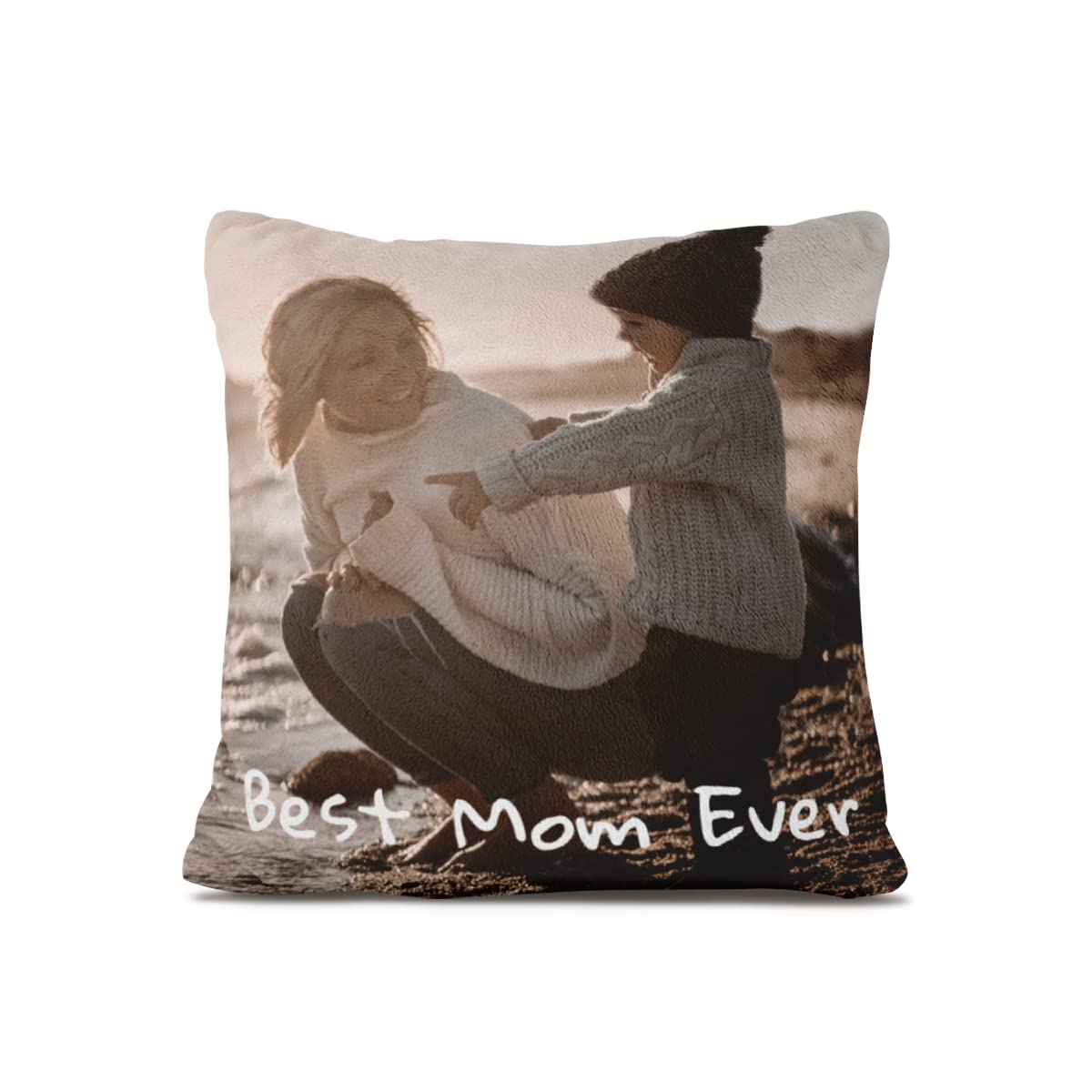 Personalisiertes Fleece-Kissen Mit Eigenem Foto & Text | Individuelles Fotokissen Mit Füllung | Doppelseitig Bedrucktes Kissen Selbst Gestalten | Fotogeschenk