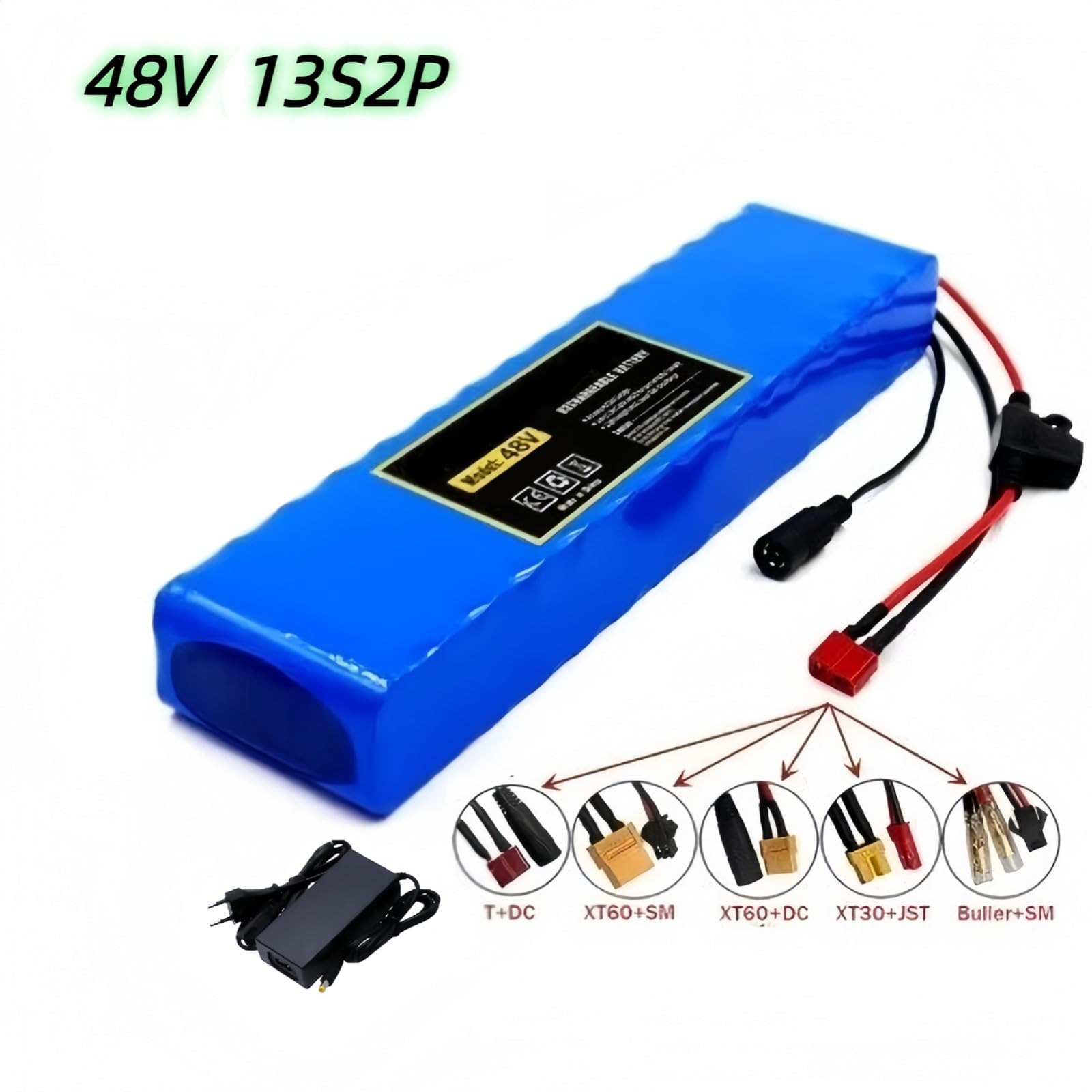 Batterie 48 VY 15 Ah pour trottinette électrique, batterie lithium-ion pour vélo électrique, batterie haute puissance, batterie étanche en PVC avec chargeur. 48V 15Ah,XT60+DC