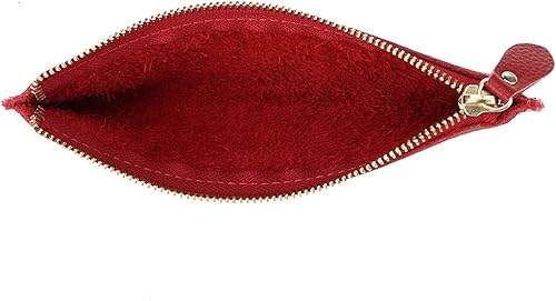 Miniatura 3 de BTSKY Estuche de cuero genuino para lápices - Estuche con cremallera para bolígrafos Bolsa de papelería Bolsa con cremallera Soporte para lápices