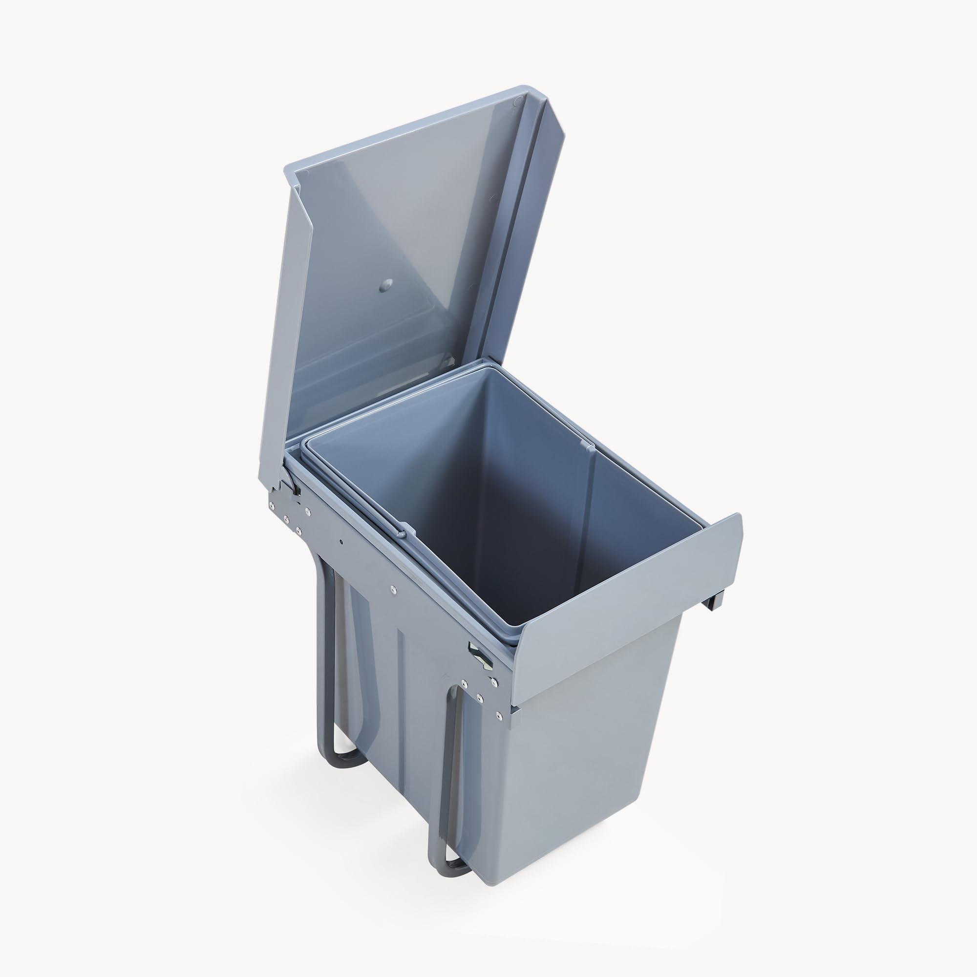 Poubelle Encastrable sur Rails Coulissants Tri Sélectif Sous Évier 1 x 20L Gris Acier Plastique 34 x 26 x 42 cm