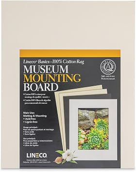Lineco Cotton Rag Museum Mounting Boards - Pkg of 25, Aged White, 8" x 10"