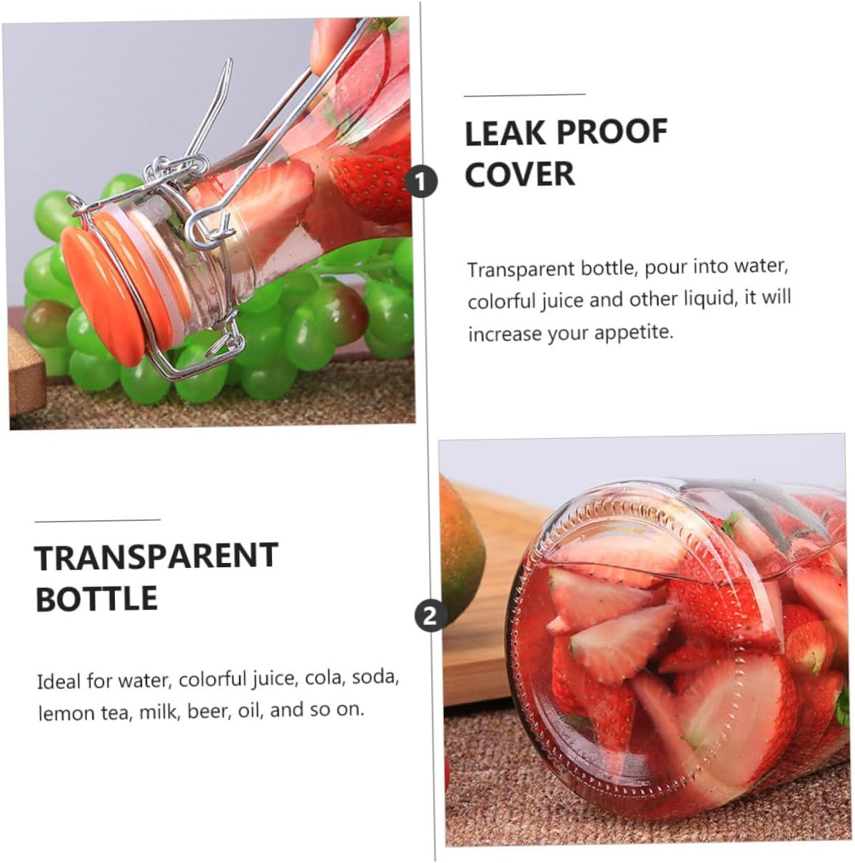 Thick Glass Swing Bottle 1000ML Lid Sealed Oil and Fruit Storage Container Kitchen Gadget for Juices and Sauces