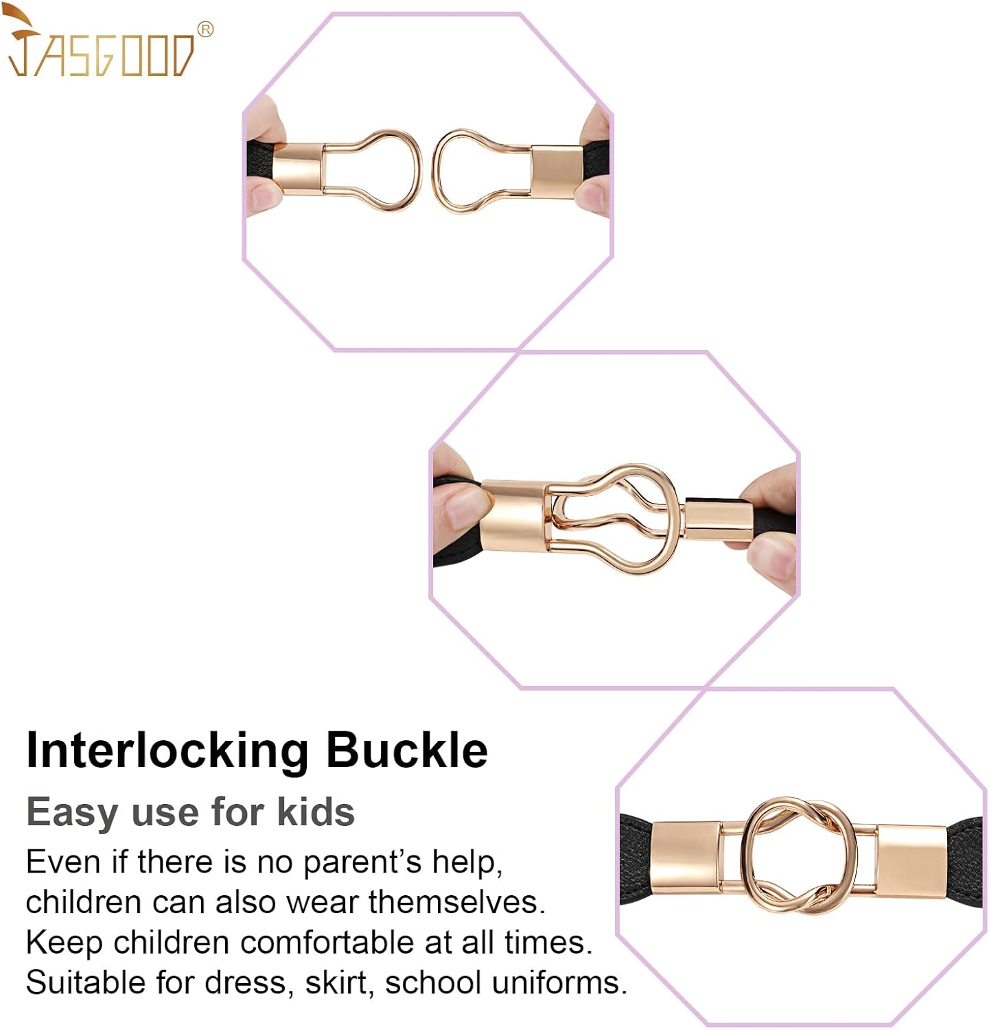 JASGOOD Kids Skinny Elastic Stretch Belts for girls with Easy Buckle Toddler School Uniform Dress Belts - Image 4