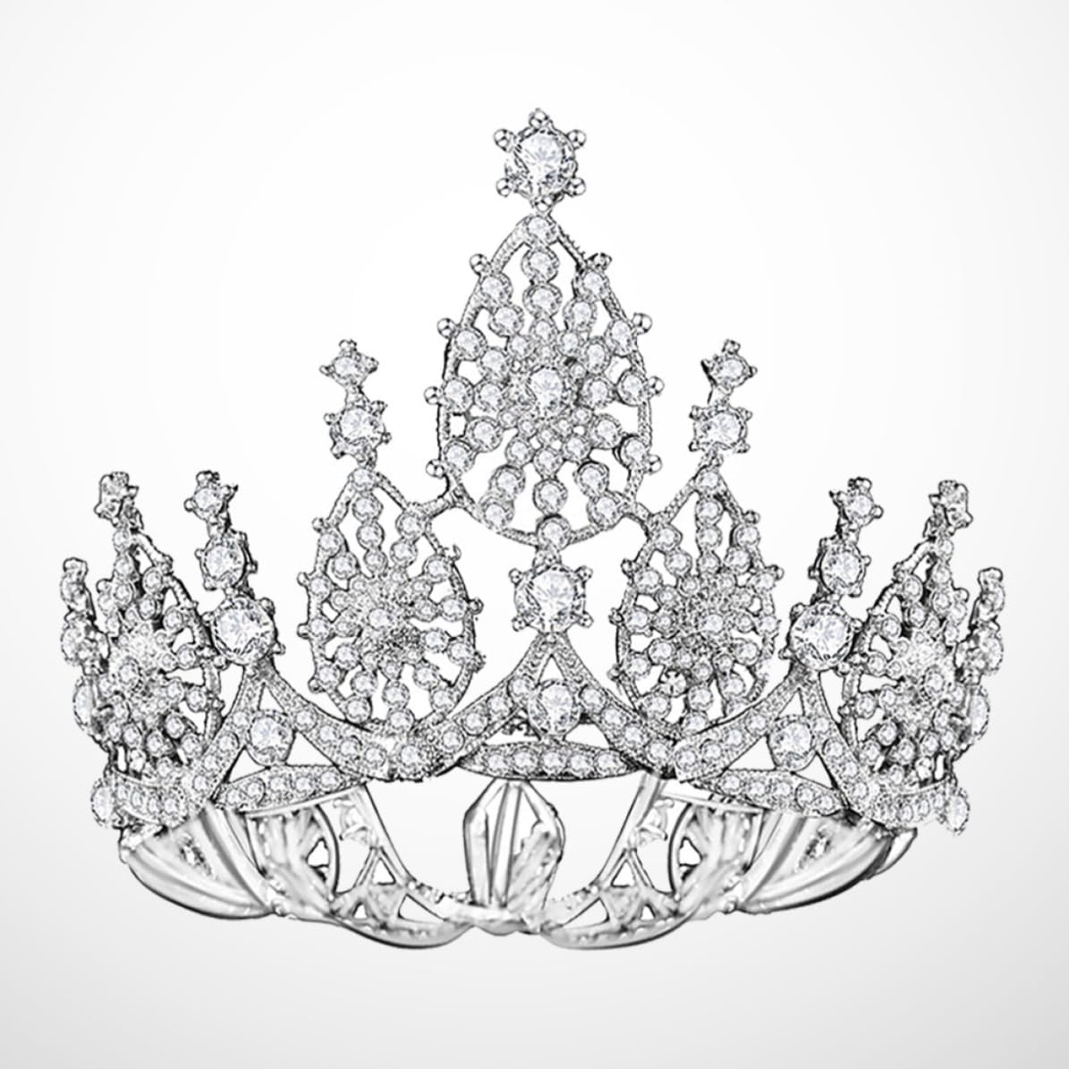 Baroque Style White Rhinestone and Alloy Pearl Crown Tiara for Women Bridal Wedding Hair Accessories Elegant round Headpiece for Banquet