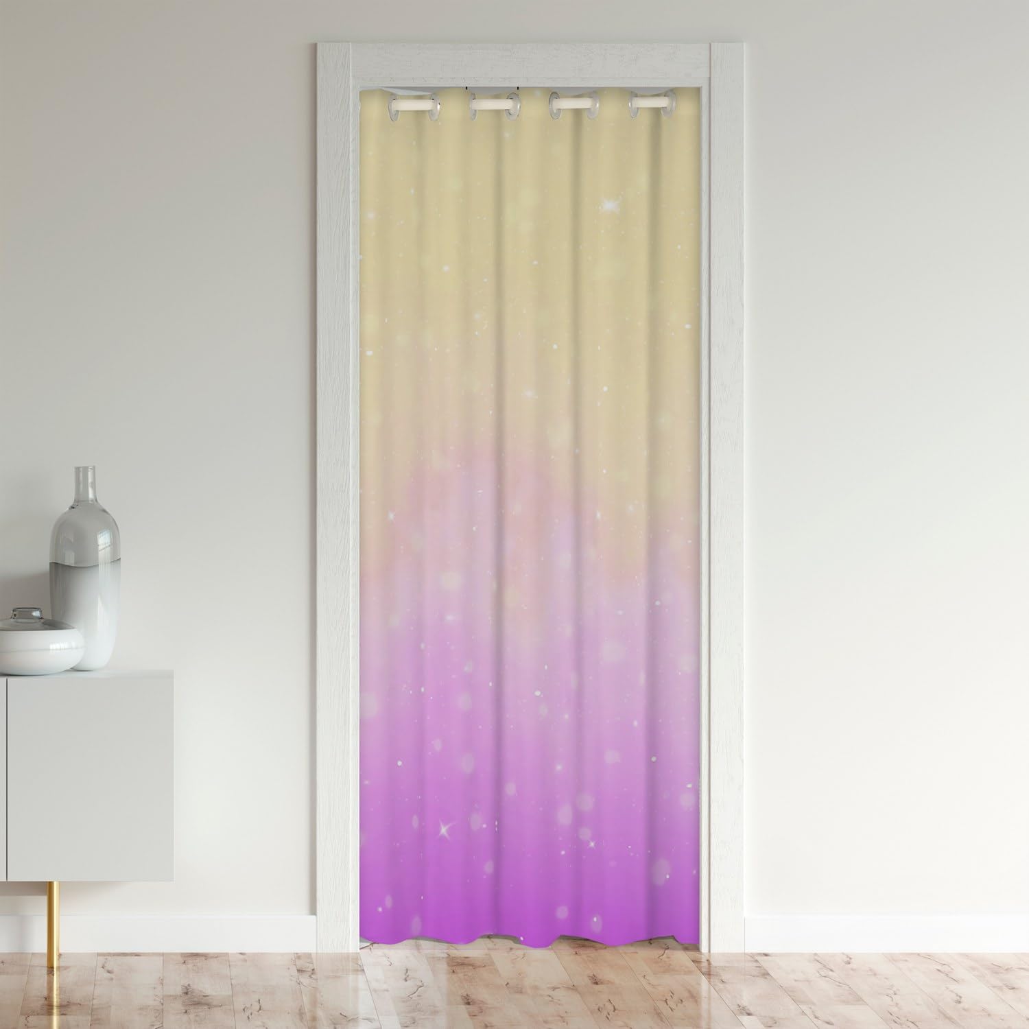 Homemissing Starry Sky Closet Door Cover Curtain Galaxy Door Curtain for Doorway Privacy Outer Space Room Divider Curtain Cover 3D Printed Space Yellow and Purple Ombre Window Treatments 132x203cm