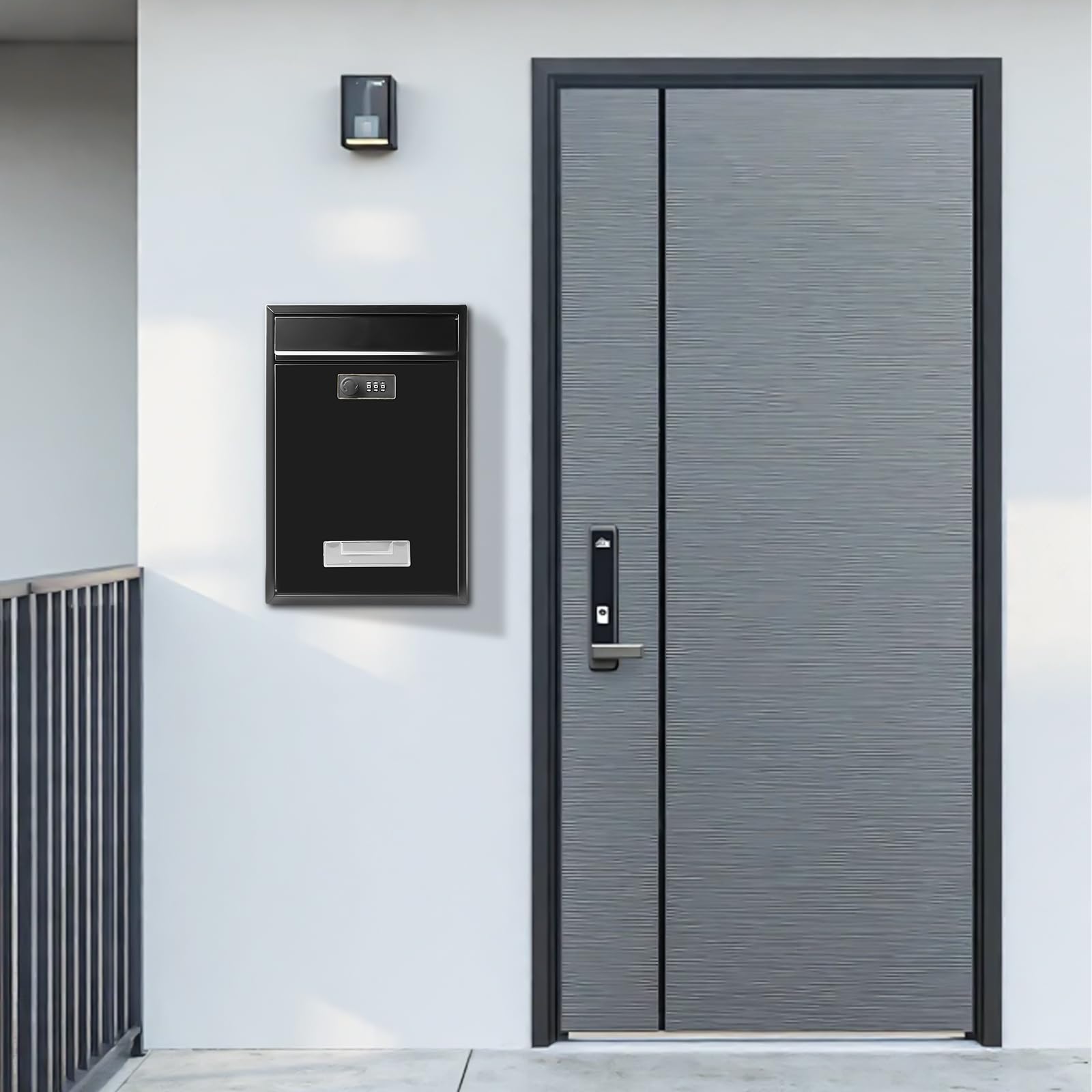 Aicharynic Boîte aux lettres en acier imperméable : boîte aux lettres murale en acier, boîte aux lettres sûre avec serrure à combinaison pour la maison, le jardin pour l'extérieur (noir, 8,4 x 21,7 x