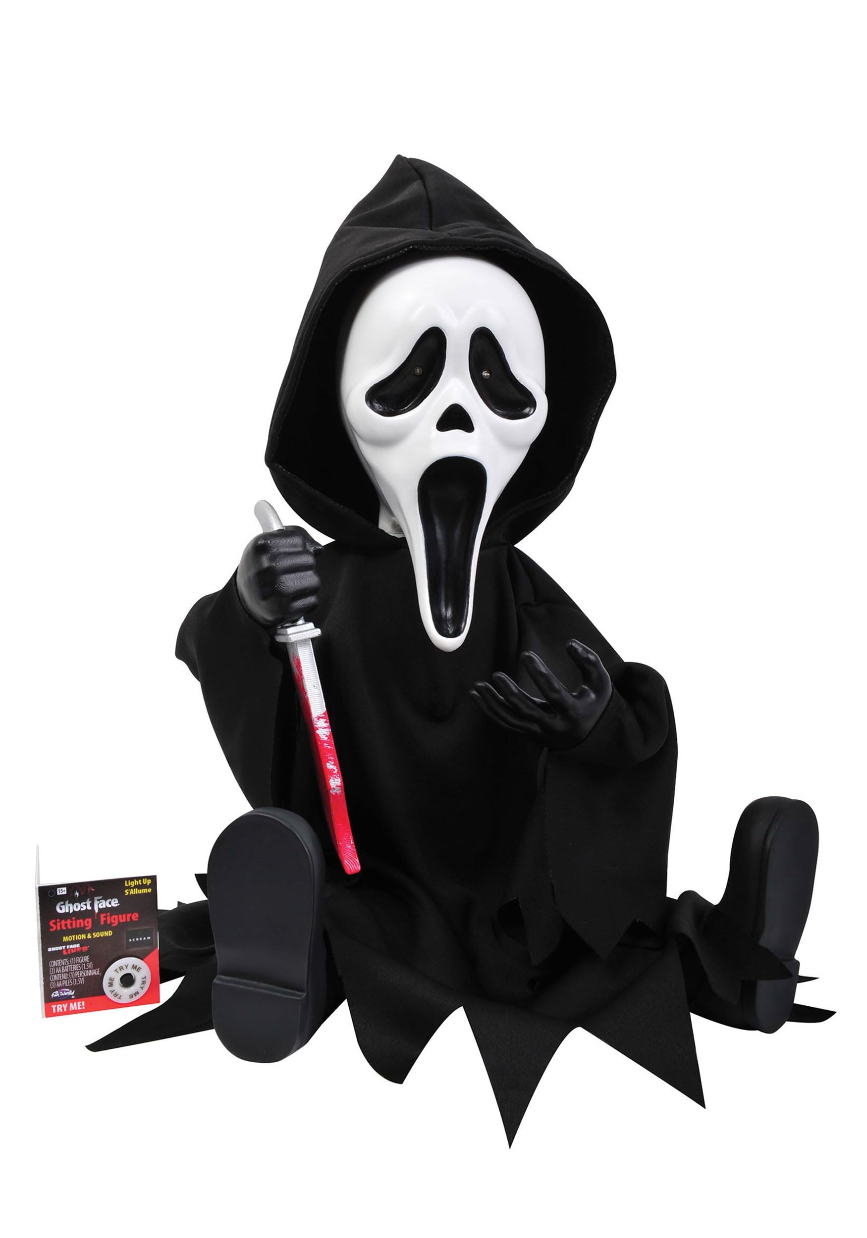 Amazon.com : Fun World Ghost Face Motion Activated Figure, Black