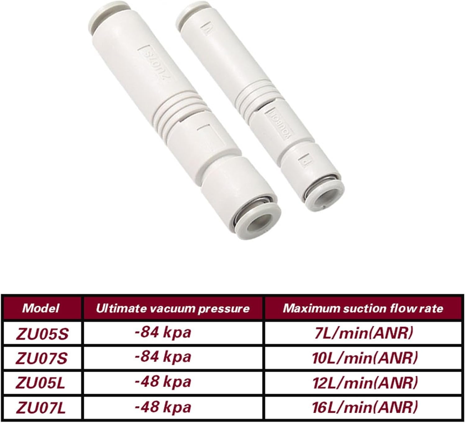 Pneumatic vacuum generator ZU05S ZU07S tubular negative pressure generator ZU05L mechanical arm accessories ZU07L(ZU07L,1 PCS)