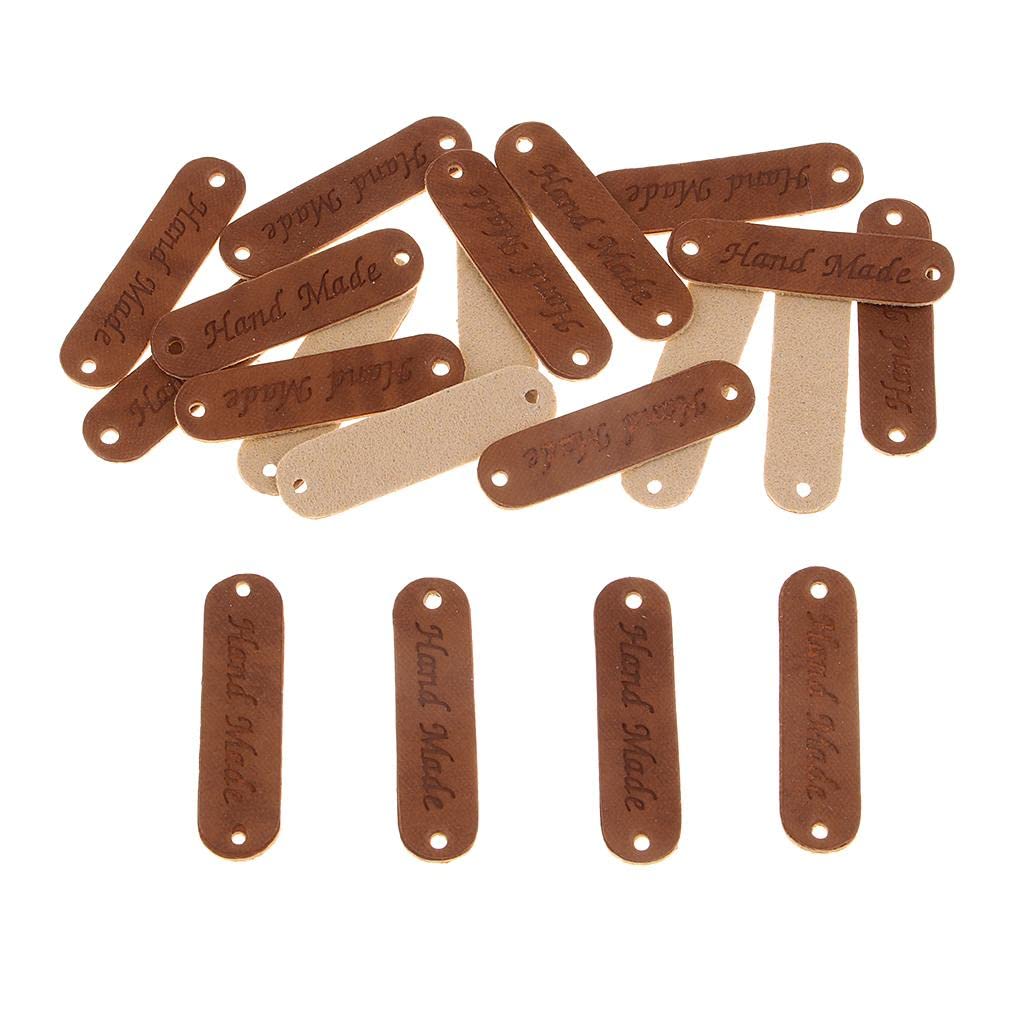 20pcs Retro Synthetic PU Leather Tag DIY Handmade Sew Label Patches Coffee-image-44