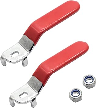 2Pcs Iron Ball Valve Lever Handle Replacement,for 1inch Ball Valve,Thickness 3mm,with M8 NutRed,Hole Size5 x 8mm