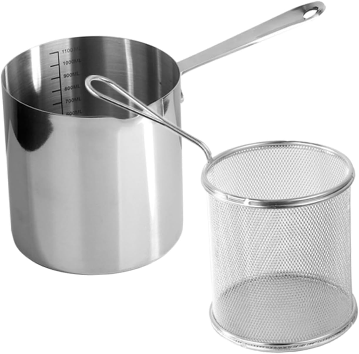 Ciieeo Stainless Steel Deep Pan Stir Fry Pan Outdoor Fryer Deep Fry Basket Pasta Basket