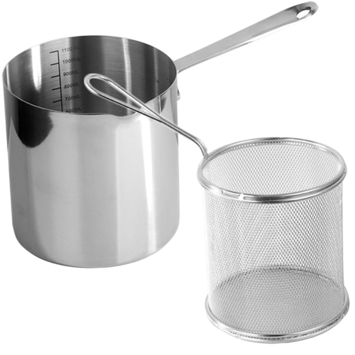 Ciieeo Metal Food Fryer Pot Set Fryer Deep Kitchen Frying Pot Frying Basket for Daily Cooking Cooking Supplements