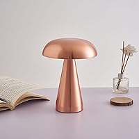 Vista 7 de Lámpara de mesa con forma de hongo de lujo, lámpara de escritorio minimalista inalámbrica recargable, lámpara moderna regulable con luz de brillo