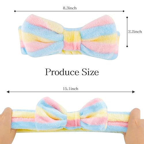 Miniatura 5 de Casoty 6 diademas de spa, banda para el pelo con lazo, banda para el cabello para lavar la cara, diadema para el cuidado de la piel, diadema de