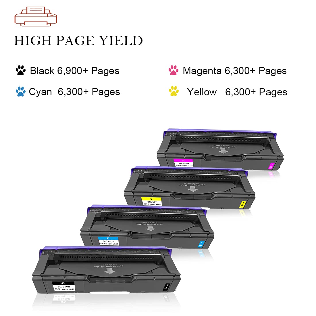 Compatibile Cartuccia di Toner per Ricoh M C250FWB P C301W Stampanti, 6900 & 6300 Pagine，408336 408337 408338 408339 ( BK/C/M/Y )