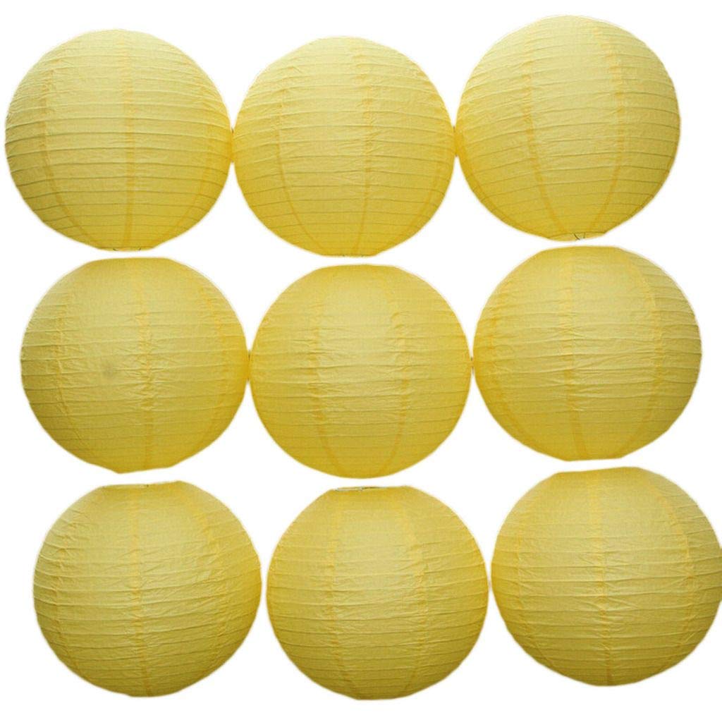 JK Home 9pcs of Set Paper Lantern Hanging Ball Lanterns for Home Decor Party Wedding Yellow 10cm/ 4"