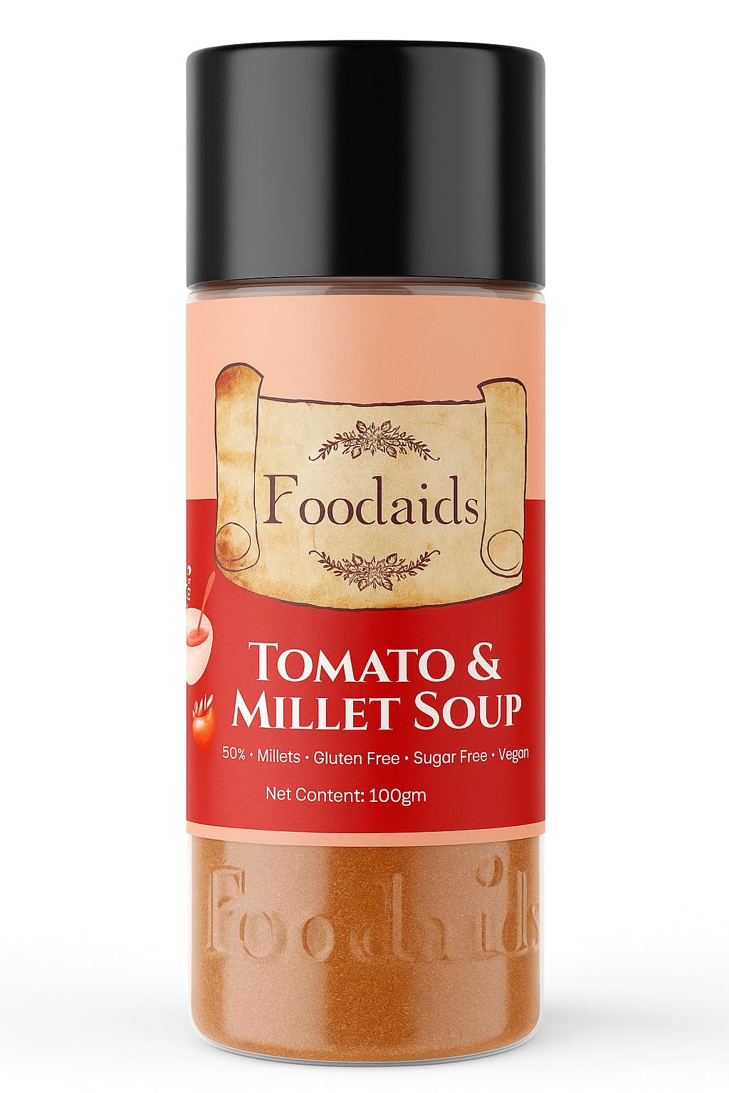 Foodaids Tomato Millet Soup Mix Powder 100gm. Healthy Millets Soup. Gluten Free drink & Vegan. Low sodium tomato soup.10 glass serving.