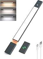 Vista 1 de EZVALO Iluminación para debajo del gabinete, luces con sensor de movimiento con 2 baterías desmontables, 76 luces LED regulables para armario, 3