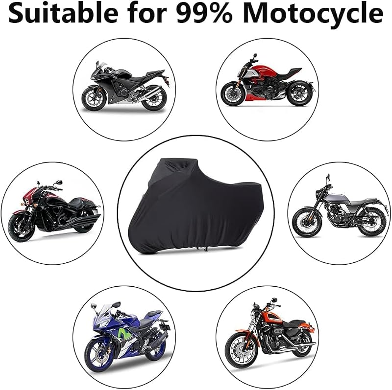 BIHEE Motorkerékpár Takaró Fekete Univerzális Nyújtható Szövet 295x109x140cm