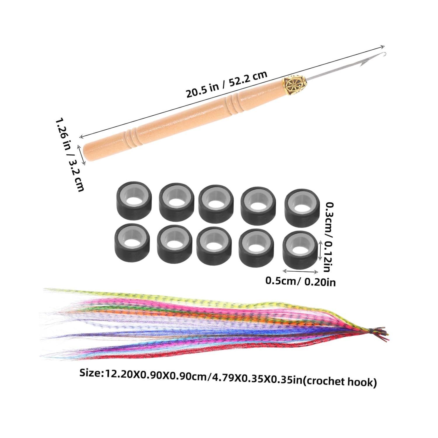 Feathered Hair Extensions Kit Synthetic Strands Crochet Hook Beads for Teen Girls Parties and Cosplay
