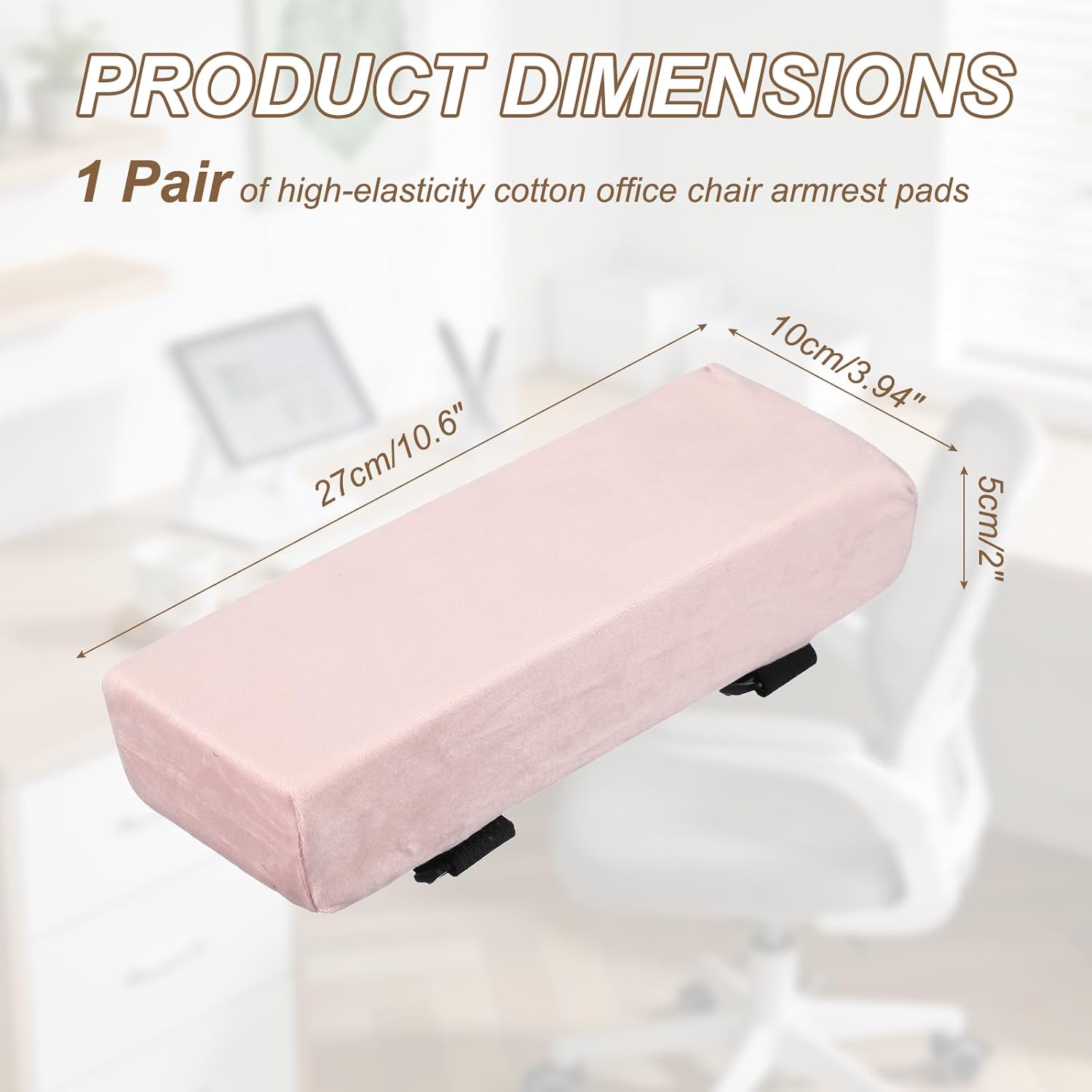 PATIKIL Office Chair Arm Pads, 1 Pair Office Chair Arm Cover Soft Office Chair Armrest Pads Elastic Memory Foam Cotton Removable Washable for Desk Computer Gaming, 27x10x5cm, Pink