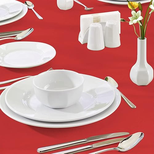 Miniatura 5 de Paquete de 2 manteles desechables, fundas de plástico de 54 x 108 pulgadas para mesas rectangulares de 6 a 8 pies, paño rojo de Navidad para