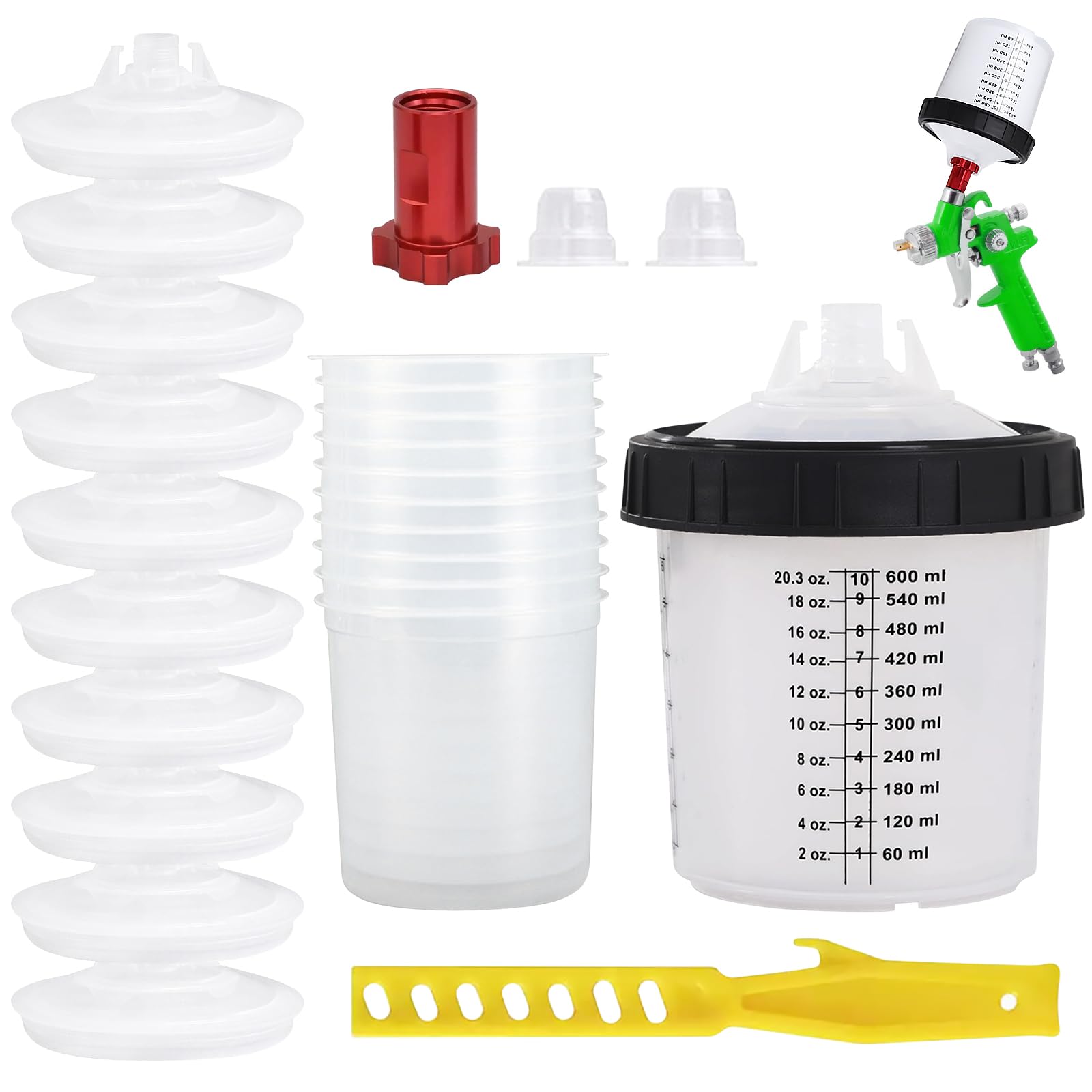 Kit gobelet mélange peinture 600ml pour peindre proprement au pistolet sans perdre de temps
