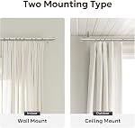 Zeerobee Rideaux pour Windows 66 à 120, 1 Tiges de draperie de haute résistance de pouce avec longueur réglable, Pôle de rideau moderne extérieur avec bouchons de fin simple, 32"-120", nickel brossé