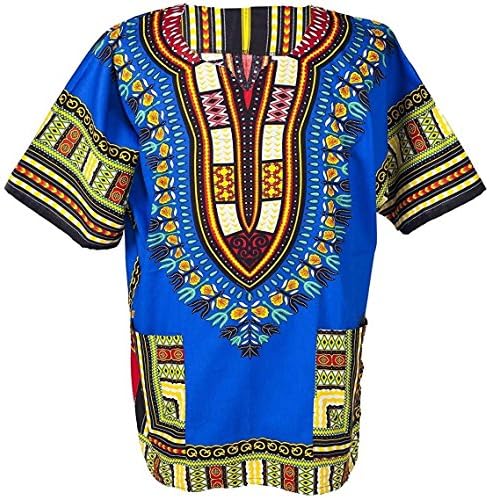 Traditional African Dashiki Cotton Mens Shirt, Tribal Hippie Style Boubou Variety Bright Colors, Unisex