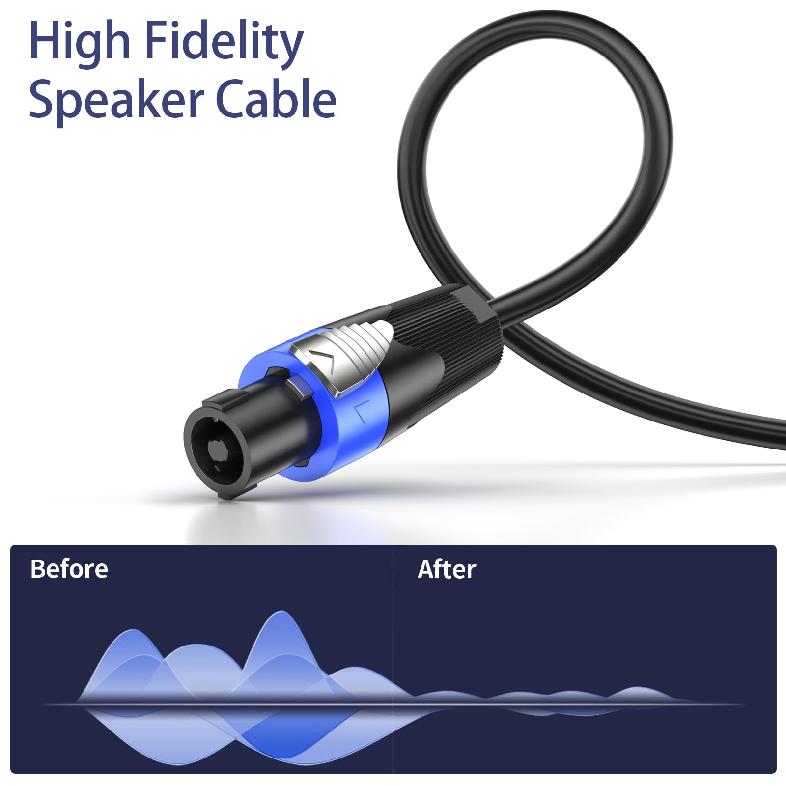 Cable de altavoz Speakon a Speakon Macho a Macho 10M Profesional DJ/PA Audio Amplificador 4pack