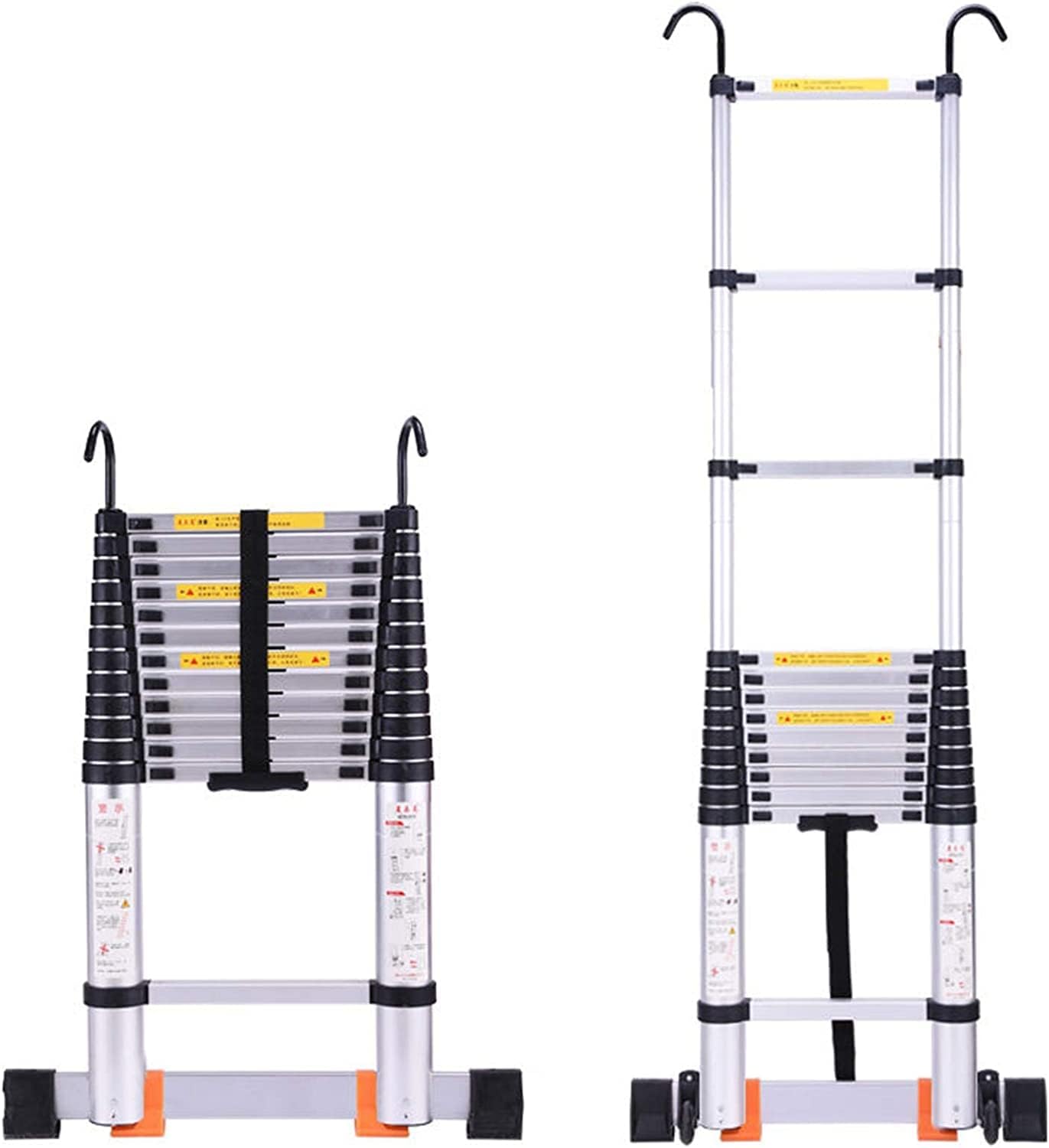 Telescoping Ladder,Telescoping Telescopic Extension Portable - Collap Extension Ladder Thicken Aluminium AlloyTelescopic Ladder with Hook Portable Folding 9 Steps Retractable Telescoping Lad